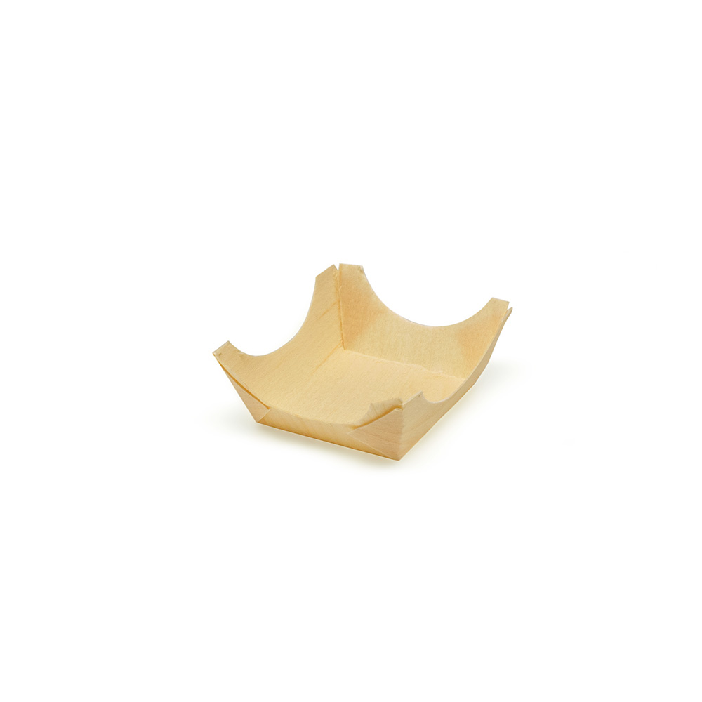 Тарелка-корзинка для еды деревянная одноразовая 60х20.5 мм по 100 шт/уп (20 уп/кор)