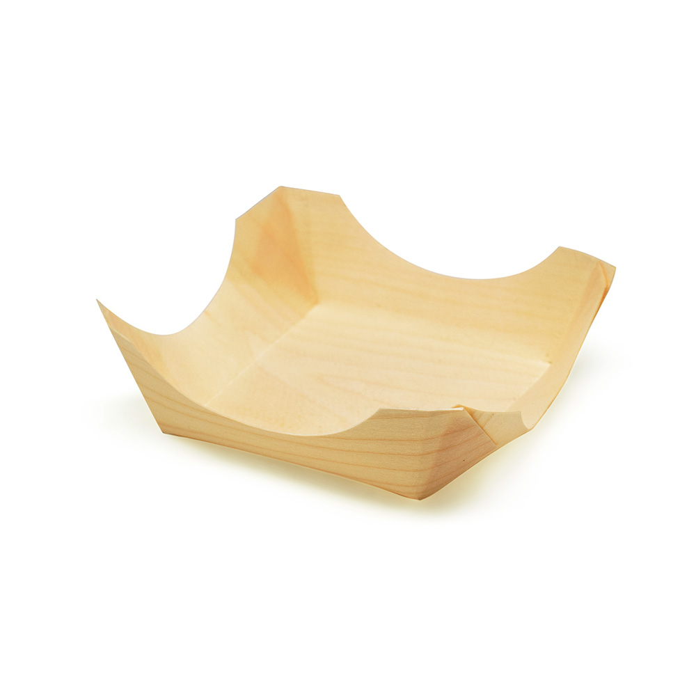 Тарелка-корзинка для еды деревянная одноразовая 100x30.5 мм по 100 шт/уп (20 уп/кор)