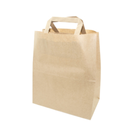 Пакет бумажный крафт с плоскими ручками и прямоугольным дном 240x140x280 мм по 300 шт/кор