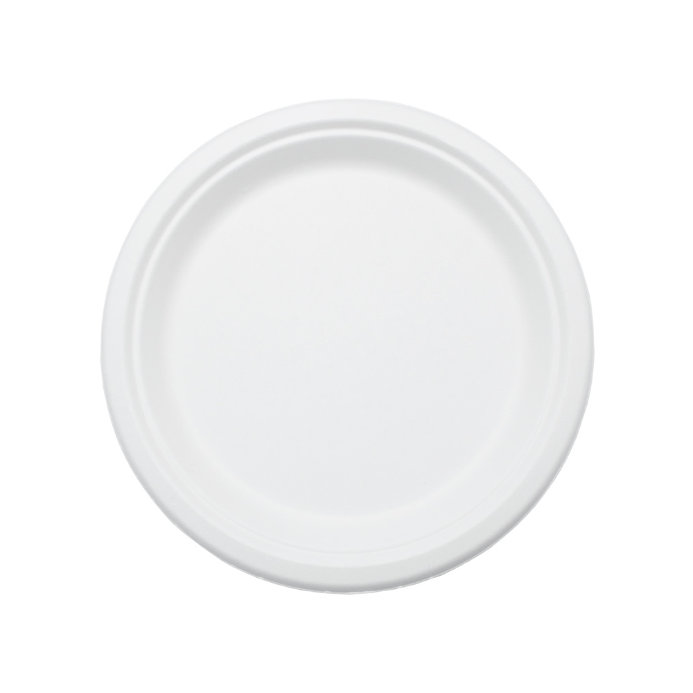 Тарелка круглая одноразовая белая из сахарного тростника 180х15 мм d180мм по 50 шт/уп (1000 шт/кор)