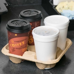 Держатель для 4-х стаканов бумажный крафт 195x195x45 мм по 90 шт/кор