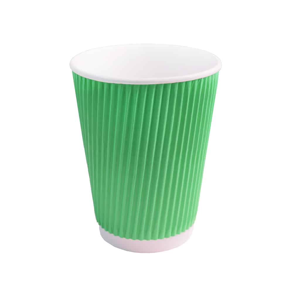 Одноразовый стакан гофрированный зелёный 400 мл d90мм по 25 шт/уп (500 шт/кор)
