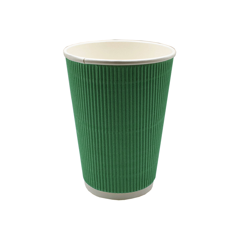Одноразовый стакан гофрированный зелёный 400 мл d90мм по 20 шт/уп (400 шт/кор)