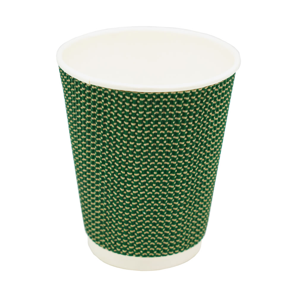 Одноразовый стакан гофрированный “Сетка зеленая” 250 мл d80мм по 30 шт/уп (750 шт/кор)