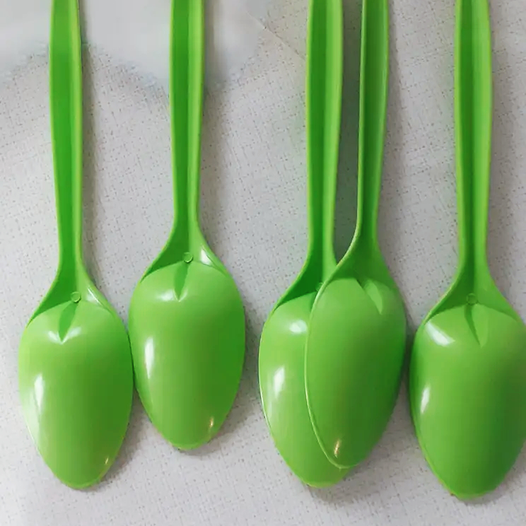 Ложка десертная 170мм зелёная из кукурузного крахмала одноразовая по 50 шт/уп (2000 шт/кор) — изображение 5