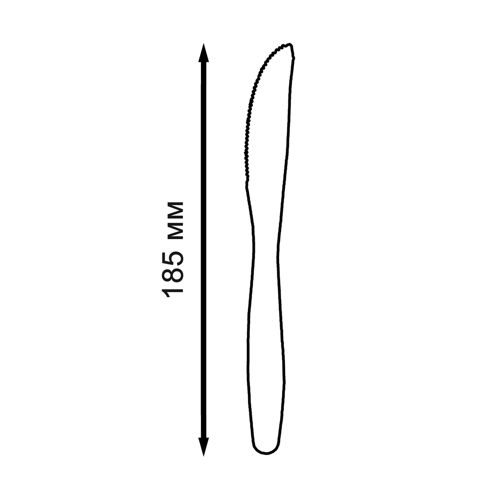 Нож десертный одноразовый из кукурузного крахмала чёрный 185 мм по 50 шт/уп  (1000 шт/кор)