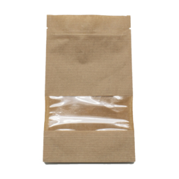 Пакет дойпак бумажный крафт 110х185 мм с окном 40 мм и замком зиплок по 500 шт/кор