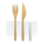 Комплект крафт приборов из крахмала: вилка 173 мм + нож 178 мм + зубочистка 65 мм + белая салфетка по 100 шт/уп