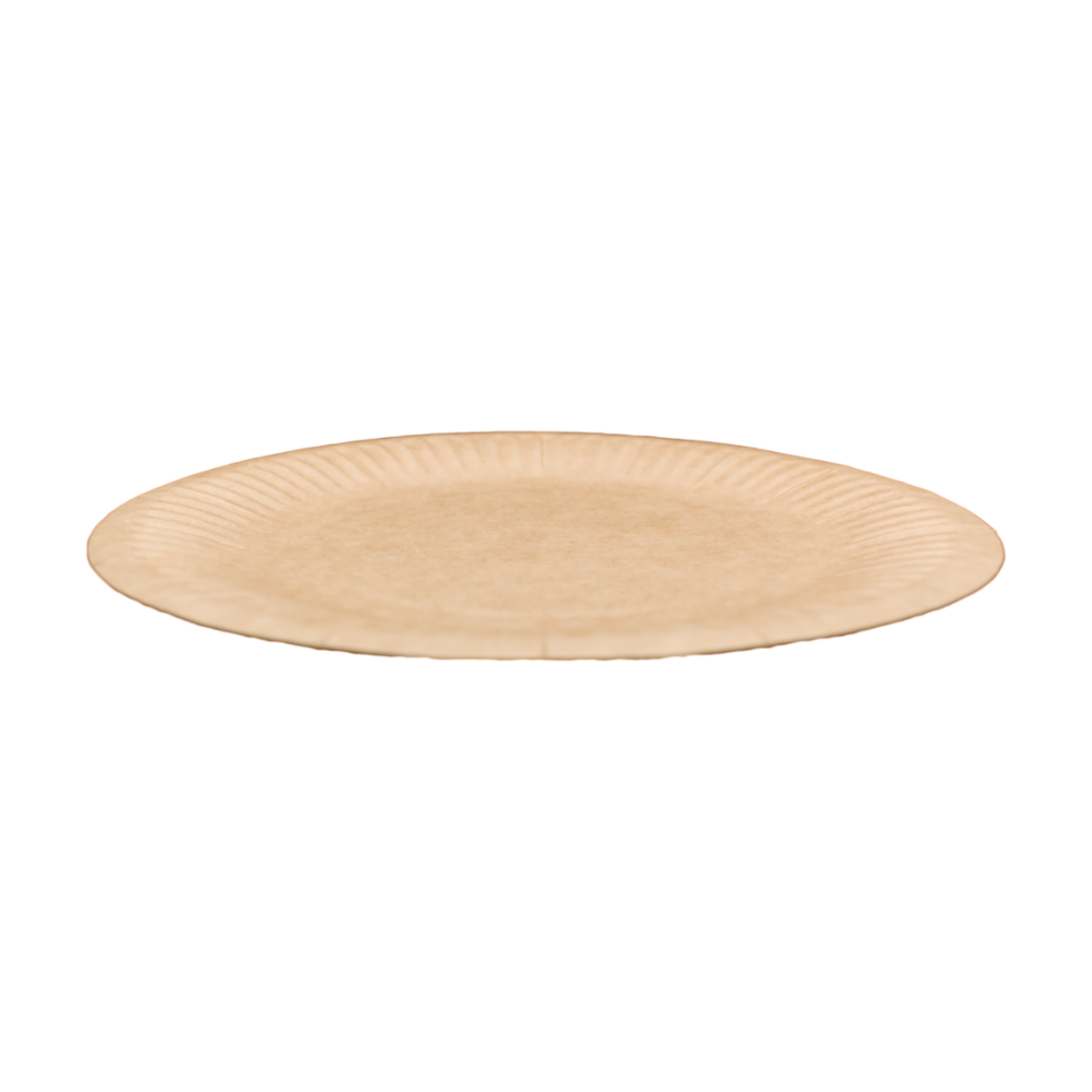 Тарелка для еды круглая d180мм крафт бумажная плоская мелованная по 100 шт/уп (1000 шт/кор) — изображение 2