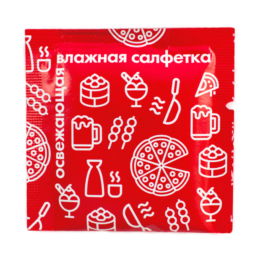 Салфетка влажная освежающая для рук “Клубника” 60х60 мм по 1500 шт/кор