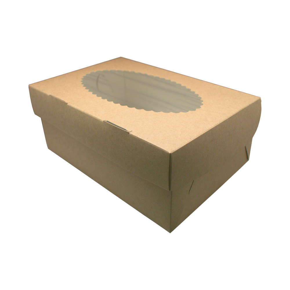 Контейнер для кексов 6шт бумажный прямоугольный крафт/белый с окном двухсторонний 250х170х100мм по 150шт/кор — изображение 4