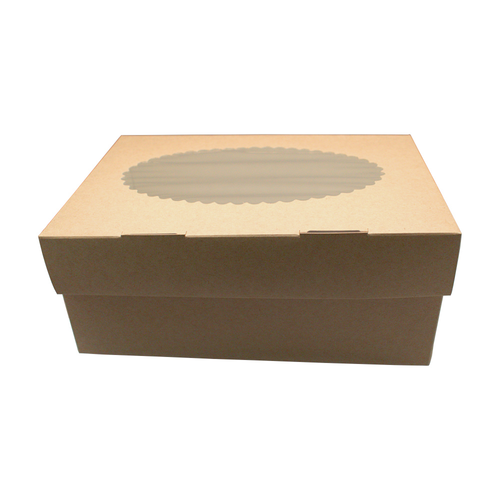 Контейнер для кексов 6шт бумажный прямоугольный крафт/белый с окном двухсторонний 250х170х100мм по 150шт/кор — изображение 5
