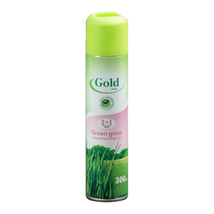 Освежитель воздуха Gold Wind Green Grass 300 мл 2в1 аэрозольный с распылителем по 12 шт/кор