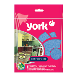 Салфетка из микрофибры York 300х300 мм синяя традиционная универсальная по 1 шт/уп