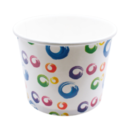 Креманка круглая 395мл d100мм 100х72мм белая с цветным рисунком бумажная ламинированная по 38 шт/уп (912 шт/кор)