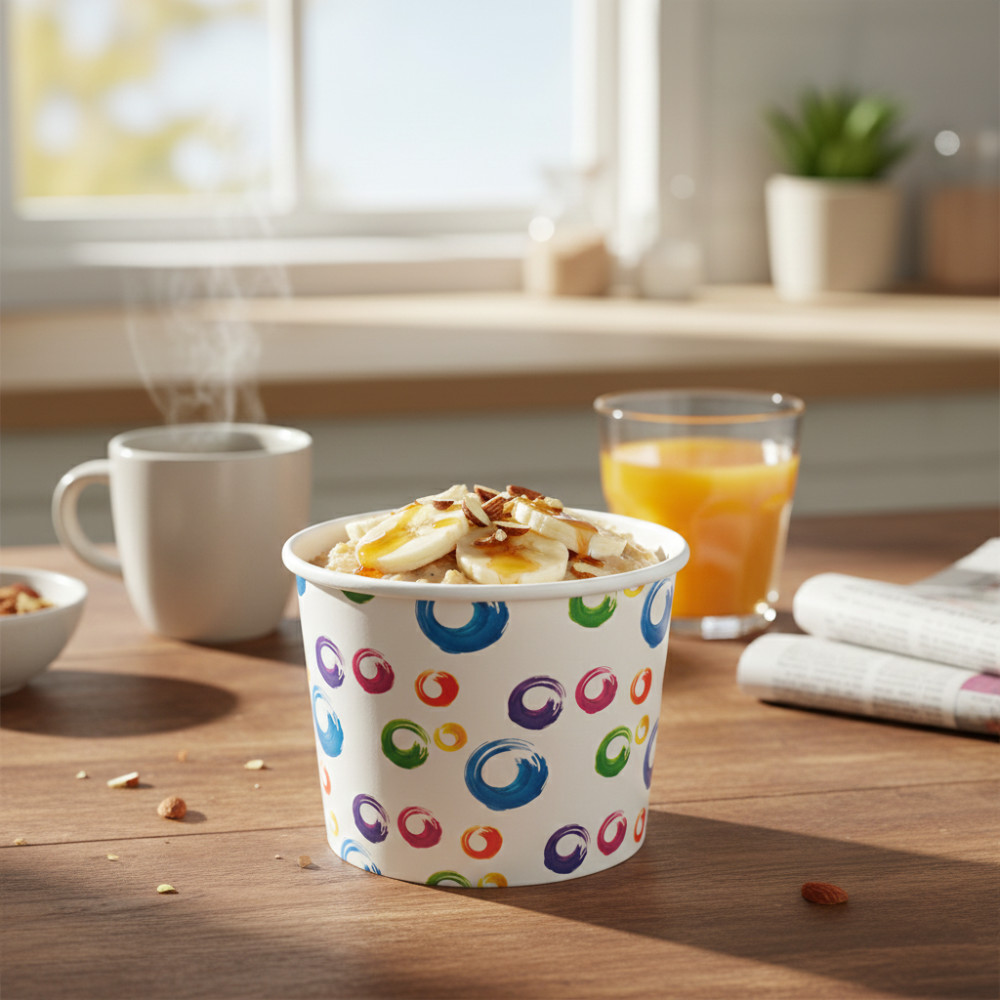 Креманка круглая 395мл d100мм 100х72мм белая с цветным рисунком бумажная ламинированная по 38 шт/уп (912 шт/кор) — изображение 6