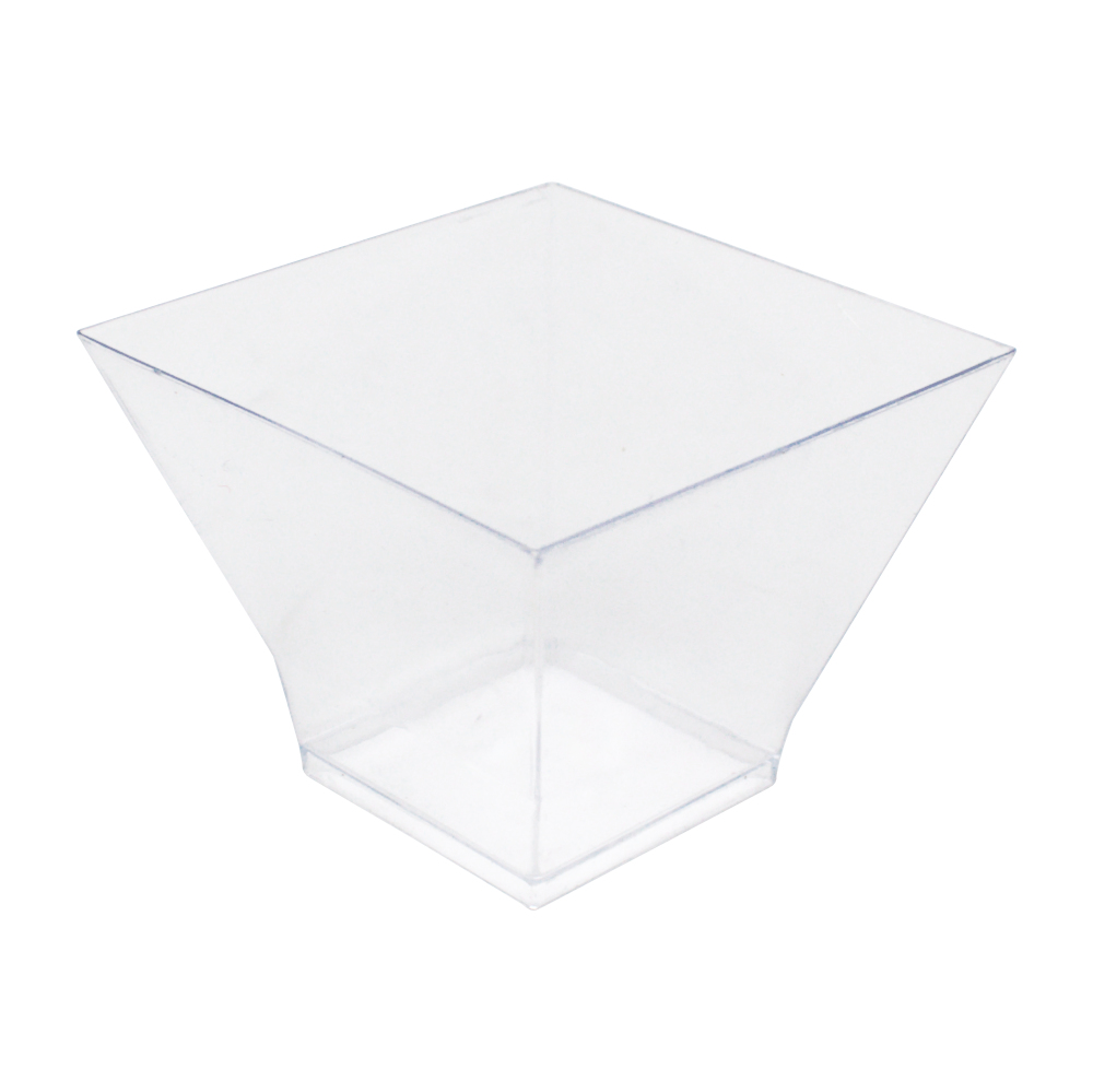 Чашка десертная «Пагода» квадратная пластиковая прозрачная 200мл 80х80х60мм по 12 шт/уп