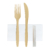Комплект бежевых приборов из крахмала: вилка 180 мм + нож 190 мм + зубочистка + белая салфетка по 100 шт/уп
