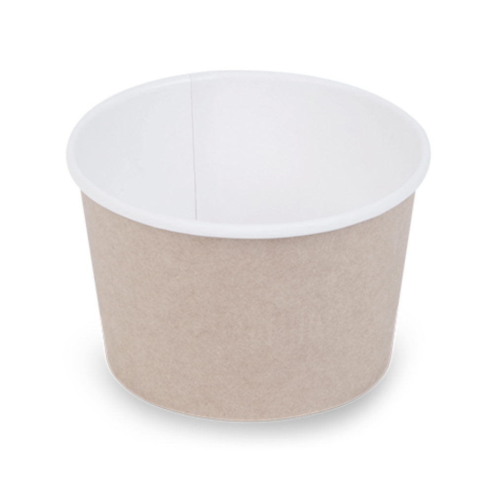 Супница бумажная круглая 275/250мл крафт/белая с бумажной плоской крышкой d100мм 100/79×65мм по 30 шт/уп (600 шт/кор) — изображение 2