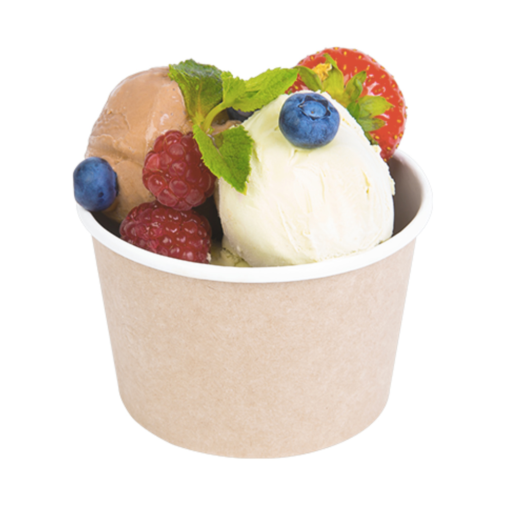 Супница бумажная круглая 275/250мл крафт/белая с бумажной плоской крышкой d100мм 100/79×65мм по 30 шт/уп (600 шт/кор) — изображение 4