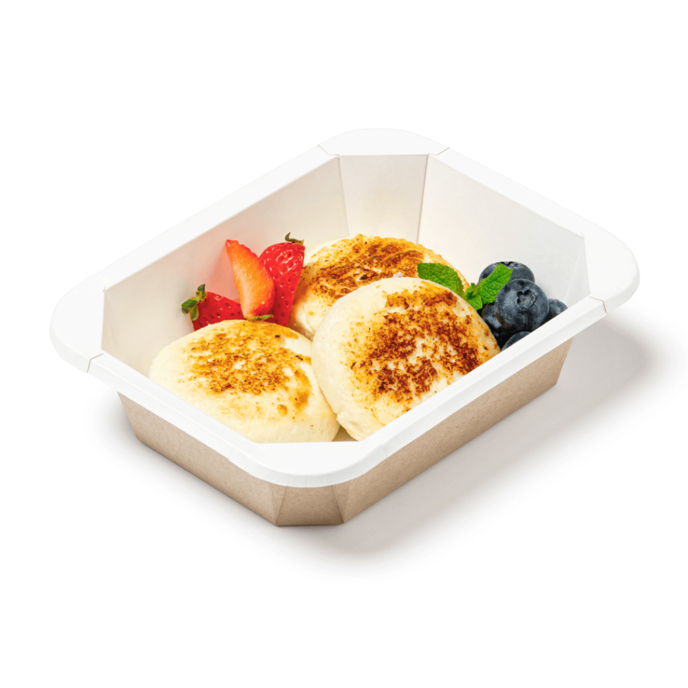 Контейнер для еды прямоугольный 500мл 187/140х147/100х56мм крафт/белый бумажный ламинированный с прозрачной плоской крышкой по 70 шт/уп (560 шт/кор) — изображение 6