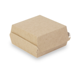 Бургер бокс бумажный квадратный 1130мл 123/142×123/132×70мм крафт/белый с купольной крышкой по 240 шт/кор