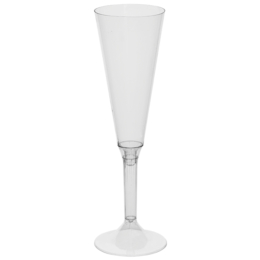 Бокал для шампанского «Большой Флюте» 250мл 56х250мм пластиковый прозрачный с высокой прозрачной ножкой по 20 шт/уп