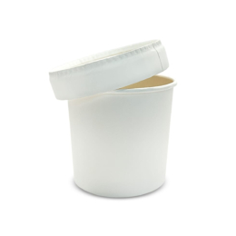 Креманка круглая 510мл d98мм 98/74х103мм белая бумажная с бумажной плоской крышкой по 600 шт/кор