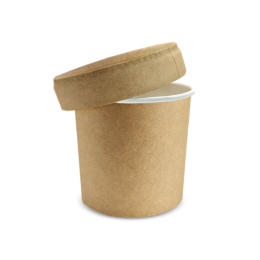 Креманка круглая 510мл d98мм 98/74х103мм крафт/белая бумажная с бумажной плоской крышкой по 600 шт/кор
