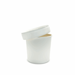 Креманка круглая 140мл d68мм 68/57х60мм белая бумажная с бумажной плоской крышкой по 1500 шт/кор