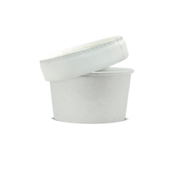 Креманка круглая 270мл d98мм 98/82х55мм белая бумажная с бумажной плоской крышкой по 600 шт/кор