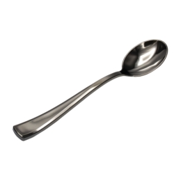 Ложка десертная фуршетная 175мм серебристый металлик пластиковая одноразовая по 50 шт/уп (1000 шт/кор)