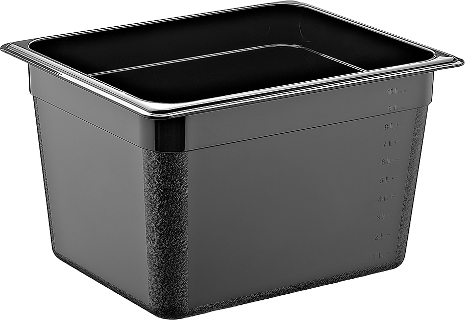 Гастроёмкость 1/2-200 11л п/п черная по 12 шт/уп
