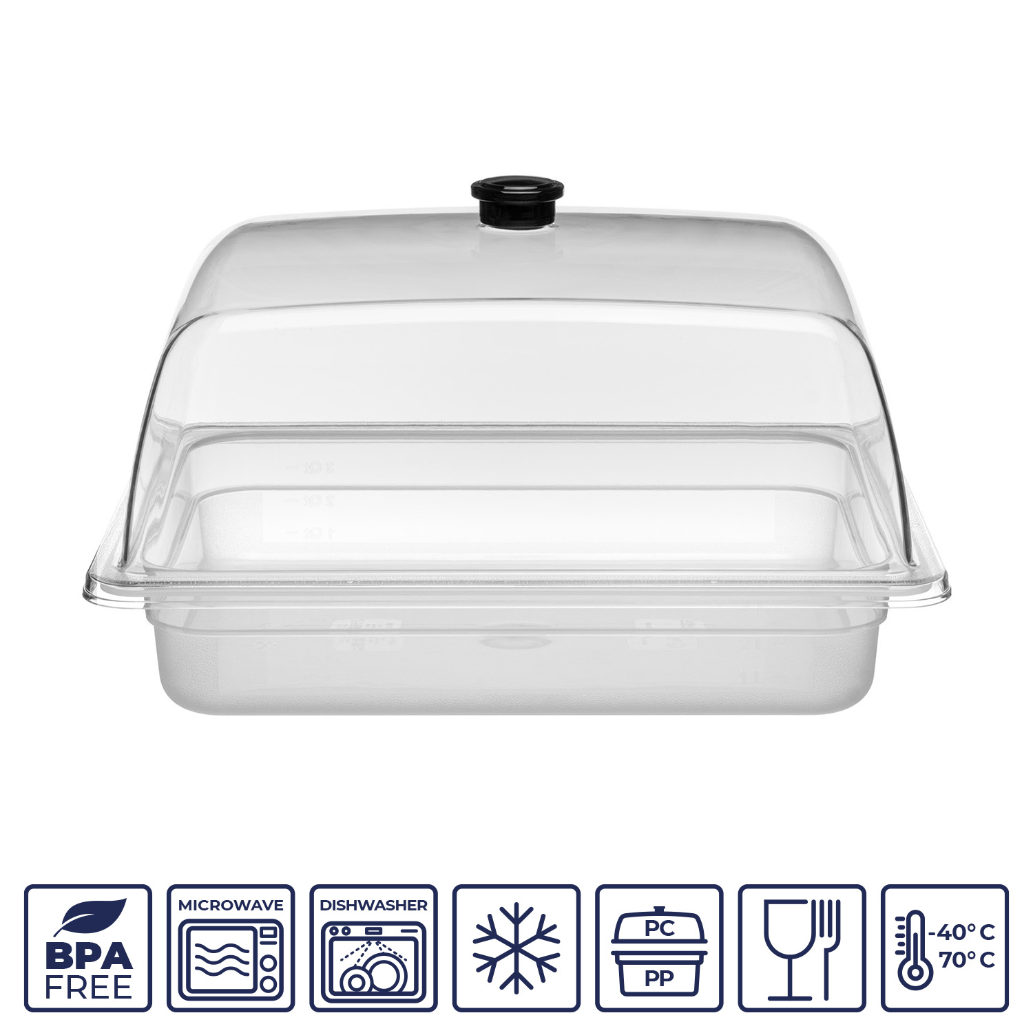 Крышка для гастроёмкости 1/2 h12,5см прозрачная из поликарбоната/1/12/