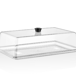 Поднос для подачи 41×26см прозрачный (крышка 76835) прямоугольный из поликарбоната по 24 шт/уп