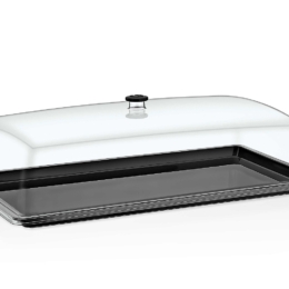 Поднос для подачи 1/1 чёрный (крышка 76826. 76827) из поликарбоната по 12 шт/уп