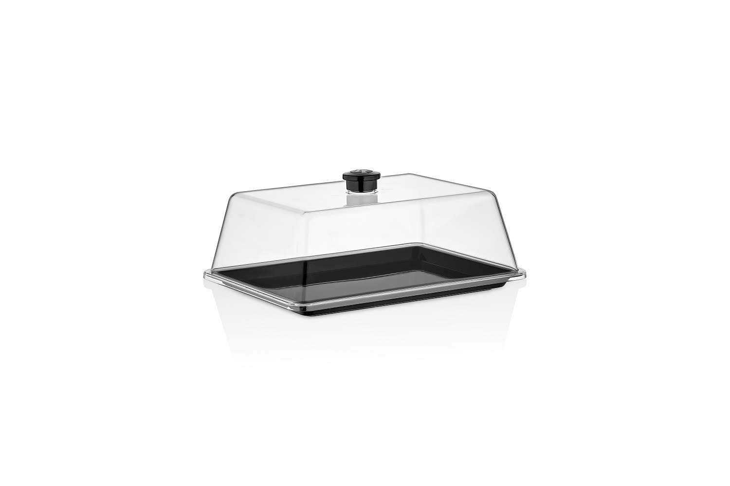 Поднос для подачи 270x210мм чёрный без крышки прямоугольный из поликарбоната по 24 шт/уп
