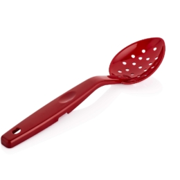 Ложка гарнирная 295мм красная из поликарбоната перфорированная по 48 шт/уп