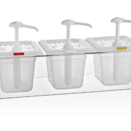 Диспенсер для соуса 3 GN1/6 h150мм 2л на подставке с дозатором (25 мл) п/п прозрачный /1/