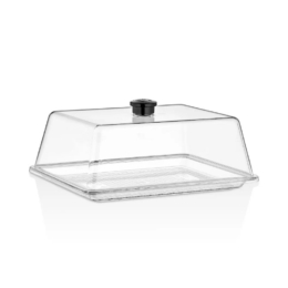 Поднос для подачи 27×21см прозрачный (крышка 76834) прямоугольный из поликарбоната по 24 шт/уп