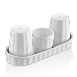 Набор для специй 2 пр. + стаканчик для зубочисток, поликарбонат, на подставке Хайтек по 1 шт/уп