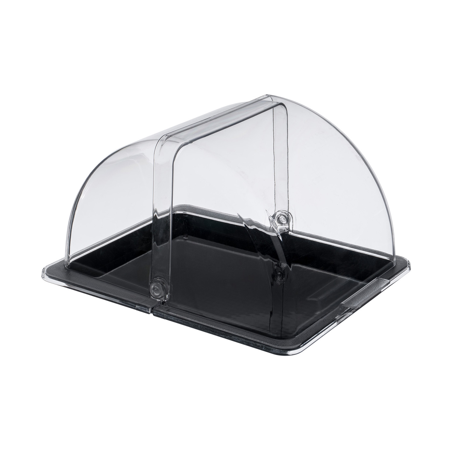 Поднос для подачи 1/2 чёрный с крышкой Roll-Top из поликарбоната по 1 шт/уп