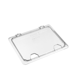 Крышка для гастроёмкости 1/2 прозрачная из поликарбоната откидная с отверстием для ложки слева по 1 шт/уп12/