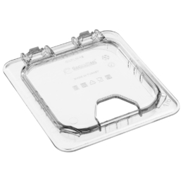 Крышка для гастроёмкости 1/6 прозрачная из поликарбоната откидная с отверстием для ложки по 1 шт/уп12/