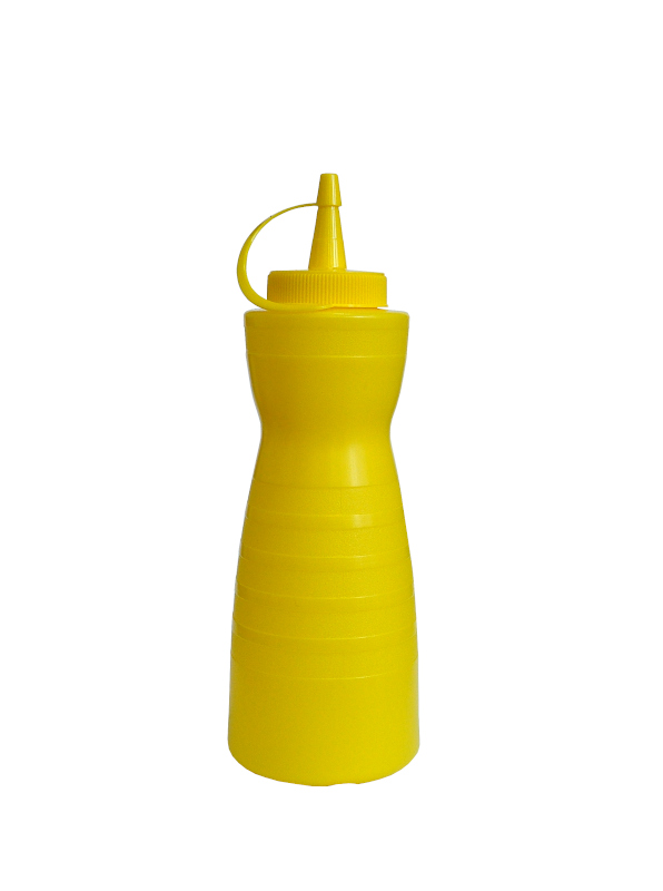 Ёмкость для соуса 375мл d67мм h200мм пластиковая фигурная с крышкой жёлтая по 24 шт/уп