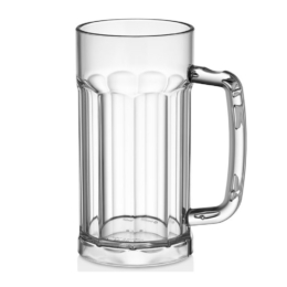 Кружка пивная 560мл d80мм h160мм прозрачная круглая с ручкой из поликарбоната по 50 шт/уп