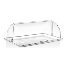 Поднос для подачи 1/1 прозрачный с крышкой Roll-Top прямоугольный из поликарбоната по 1 шт/уп