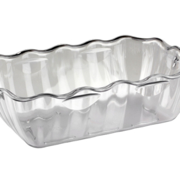 Салатник прямоугольный 4000мл 330×265мм h80мм прозрачный пластиковый с волнистыми краями по 14 шт/уп