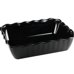 Салатник прямоугольный  2000мл 260×175мм h80мм чёрный пластиковый с волнистыми краями по 9 шт/уп