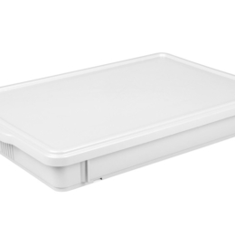 Контейнер для теста 650*430*80 мм. (-20/+70) прямой, сплошной, белый, полипропилен, с крышкой /1/2/